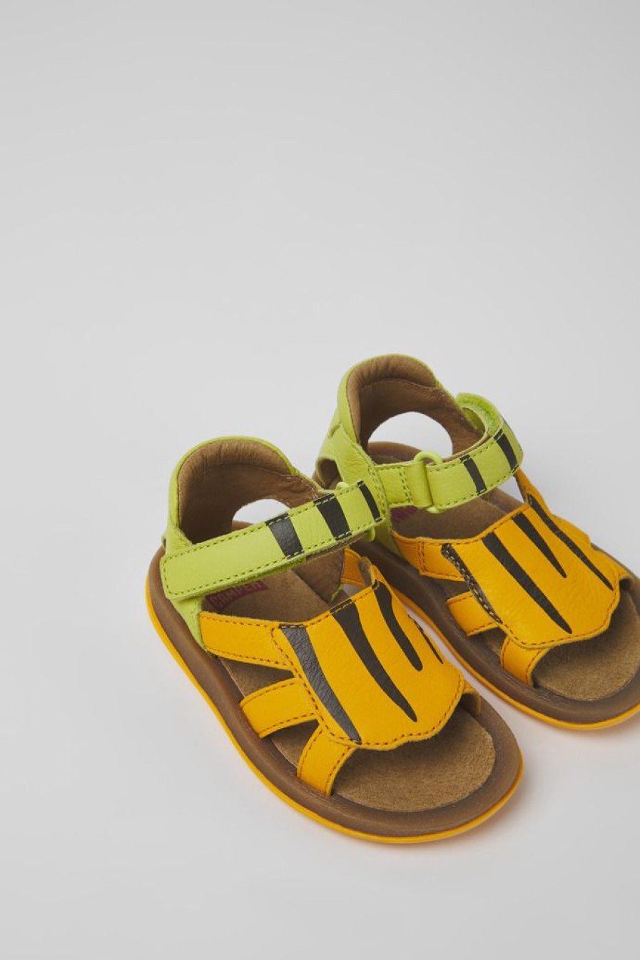 Camper Groen-Oranje Leren Kindersandalen