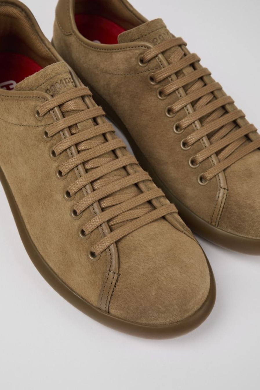 Camper Bruine Nubuck/Leren Sneaker Voor Heren