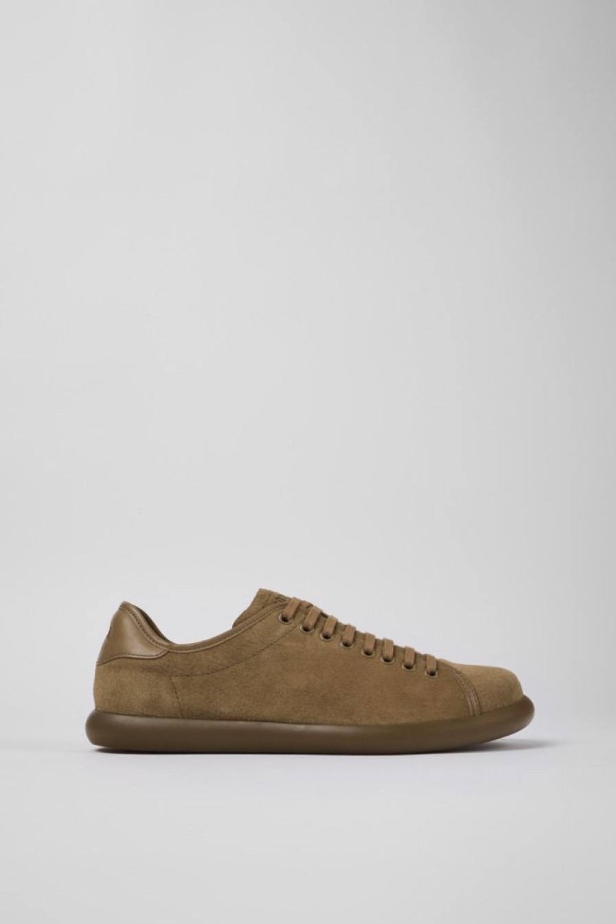 Camper Bruine Nubuck/Leren Sneaker Voor Heren