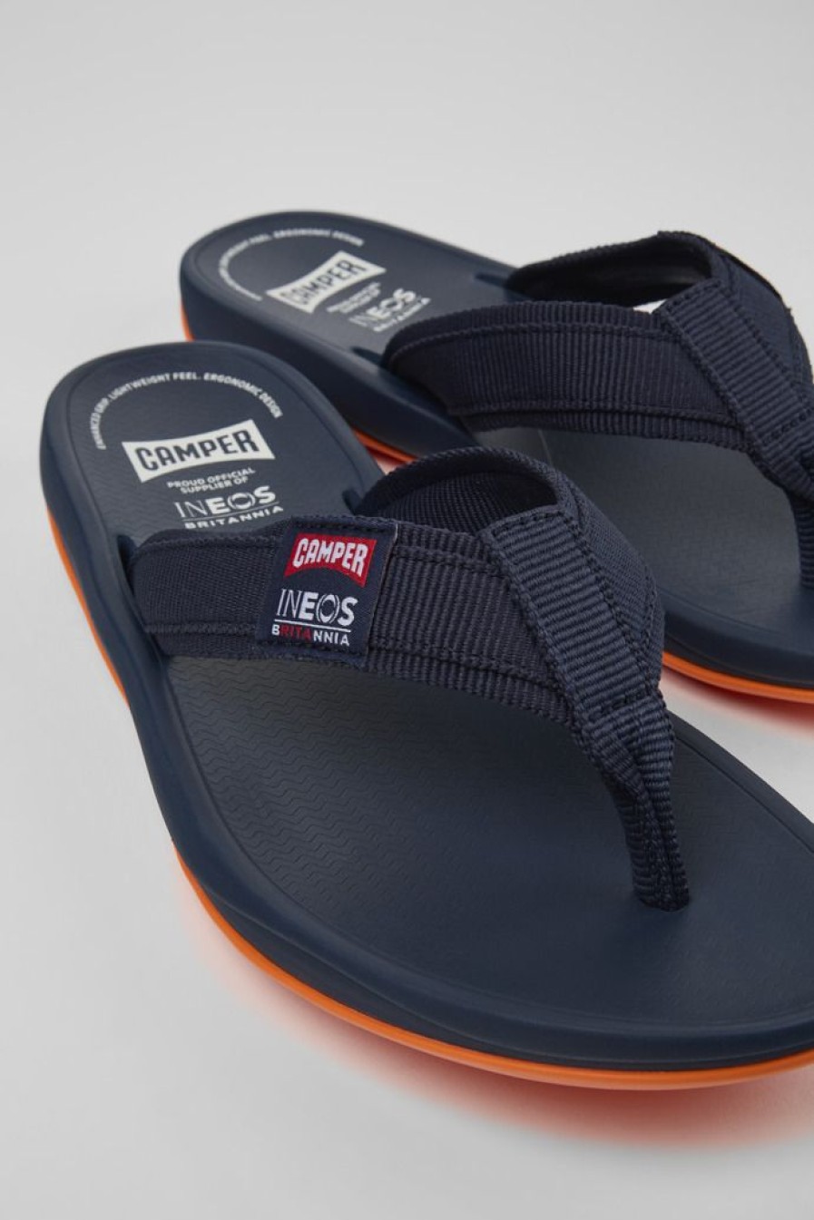 Camper Blauwe Textiel Teenslipper Voor Heren