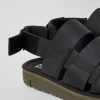 Camper Zwarte Leren En Stoffen Herensandalen