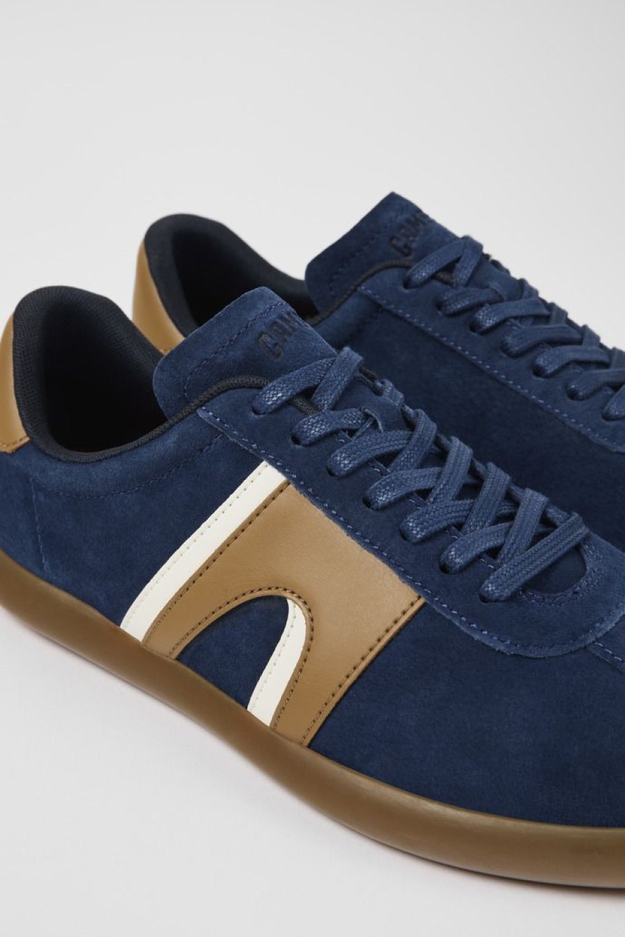 Camper Blauwe Nubuck/Leren Sneaker Voor Heren