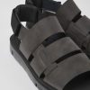 Camper Bruine Leren En Stoffen Herensandalen