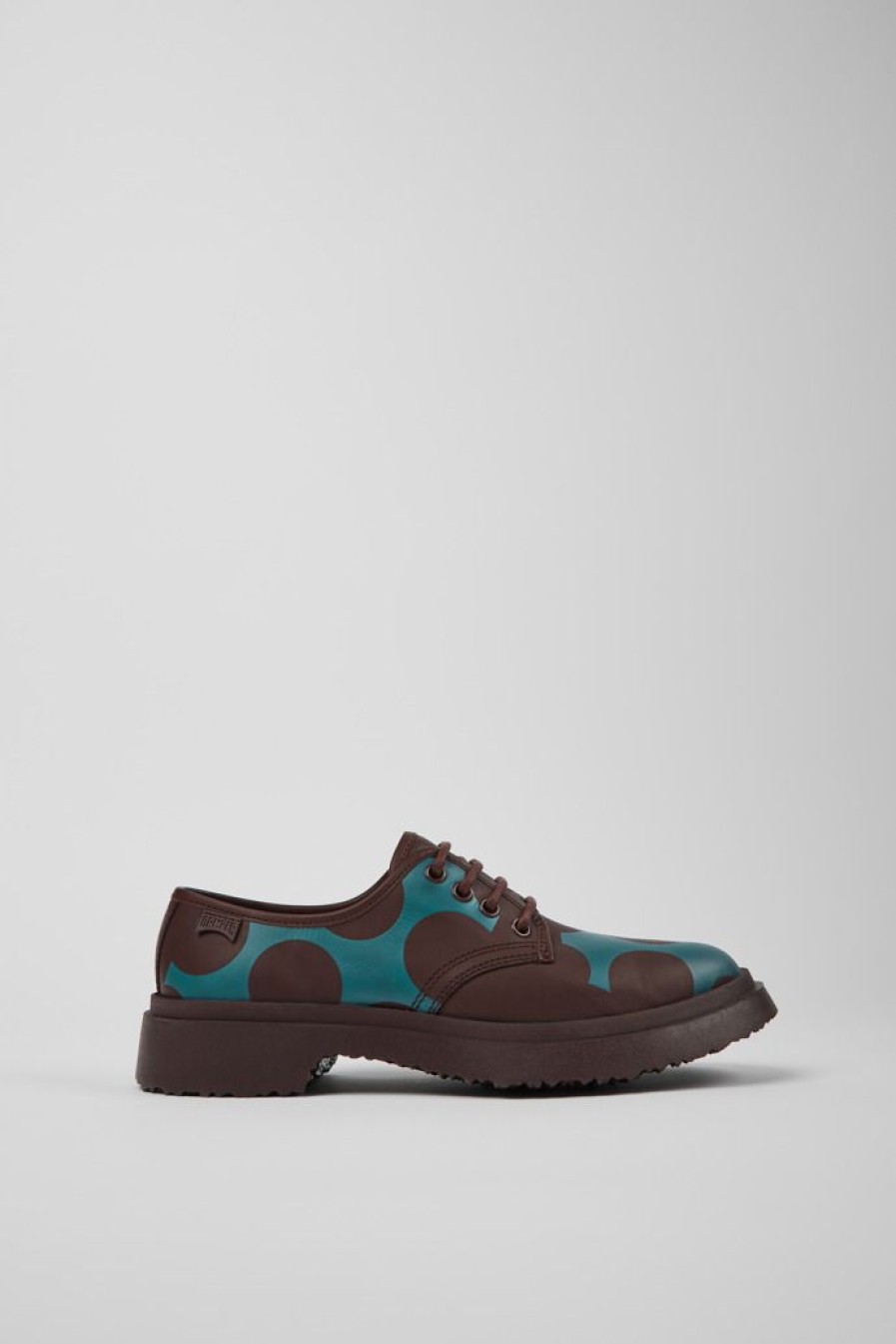 Camper Bordeaux Met Blauwe Leren Damesschoenen