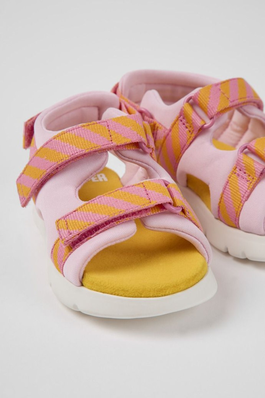 Camper Roze-Oranje Stoffen Kindersandalen