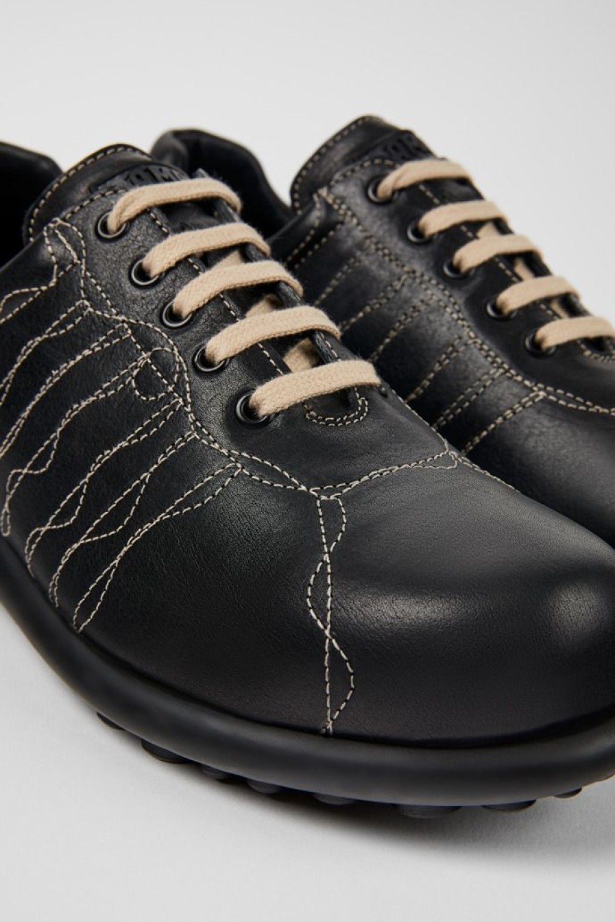 Camper Zwarte Leren Oxford Sneaker Voor Heren