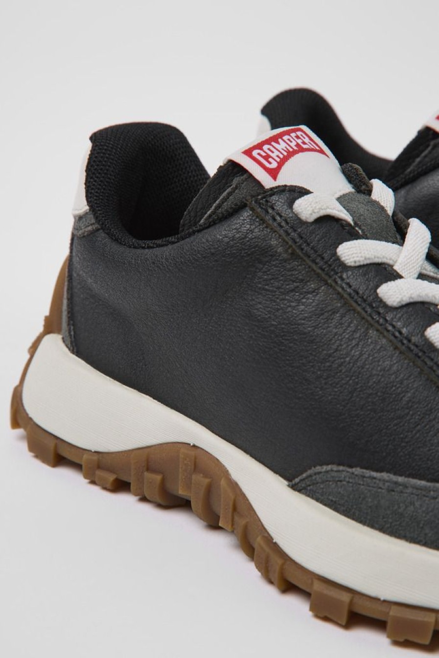 Camper Zwarte Leren En Nubuck Kindersneakers