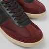 Camper Bordeaux Stoffen En Leren Herensneakers