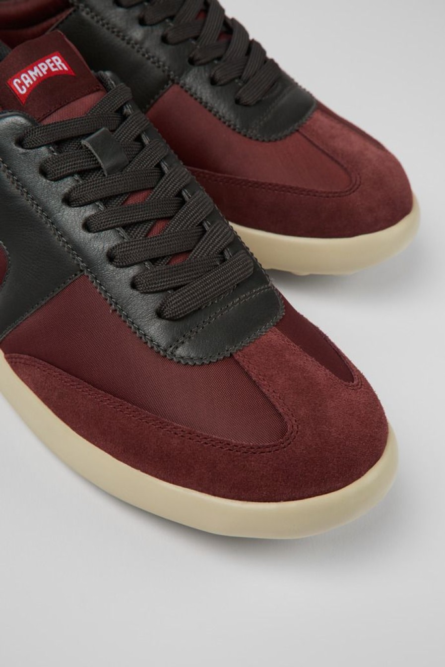 Camper Bordeaux Stoffen En Leren Herensneakers