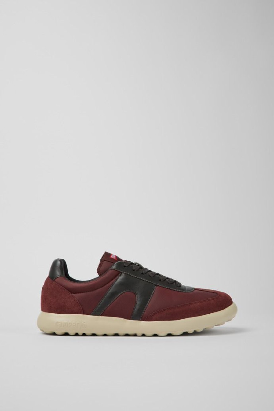 Camper Bordeaux Stoffen En Leren Herensneakers