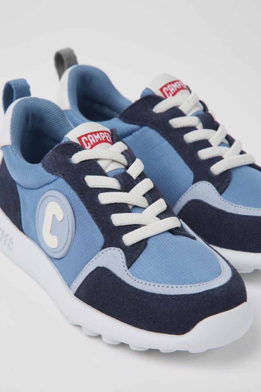 Camper Blauwe Kindersneakers Van Stof En Nubuck