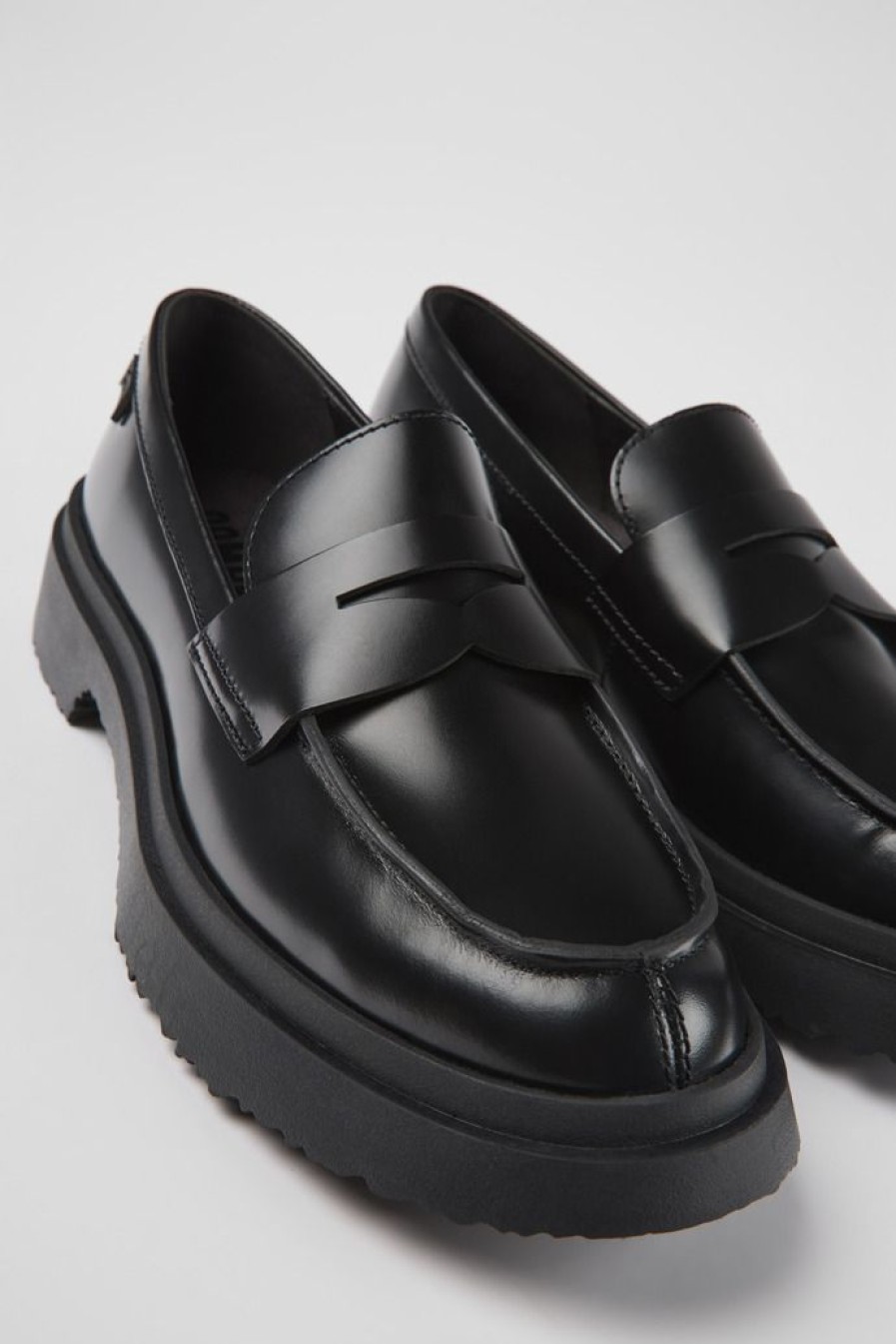 Camper Zwarte Leren Damesloafers