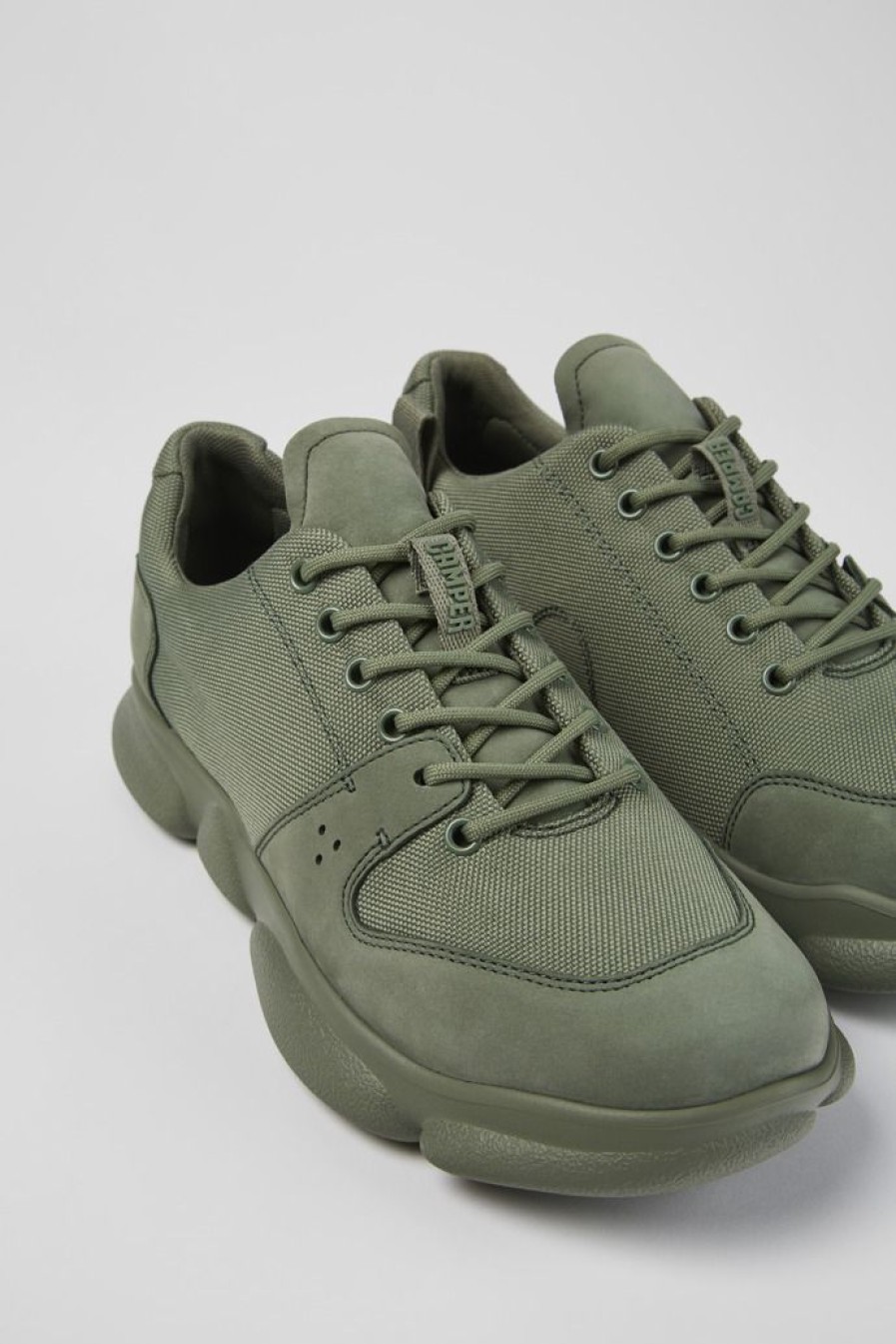 Camper Groene Herensneakers Van Leer En Gerecycled Pet