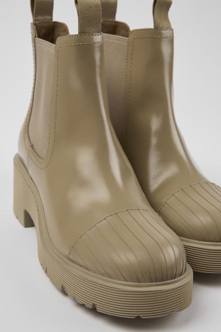 Camper Beige Leren Chelseaboots Voor Dames