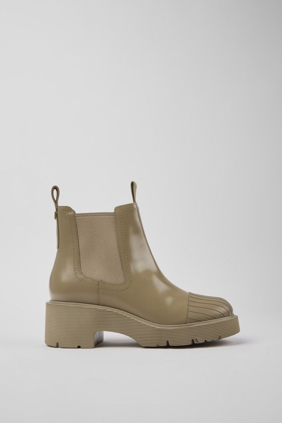 Camper Beige Leren Chelseaboots Voor Dames