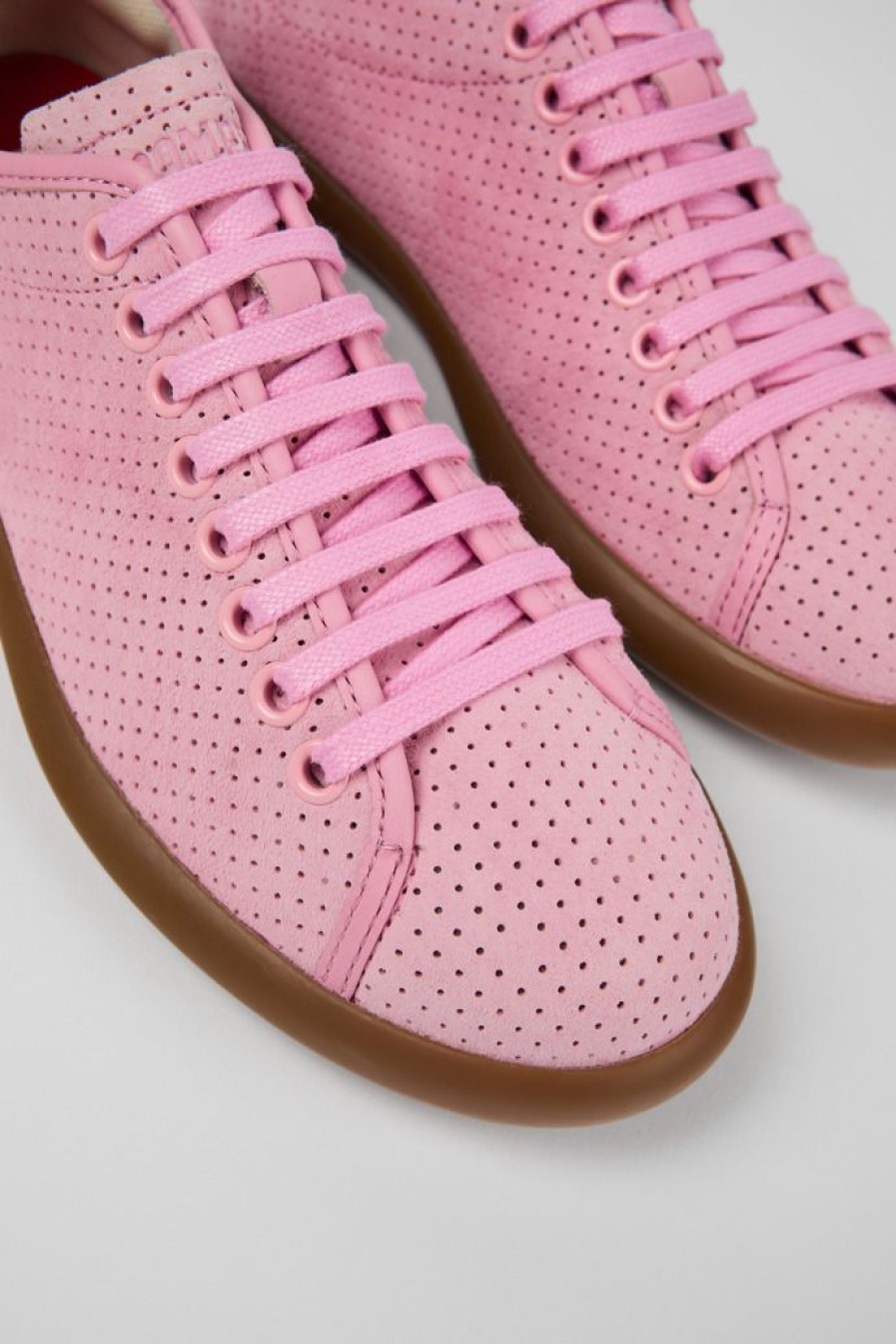 Camper Roze Nubuck/Leren Sneaker Voor Dames