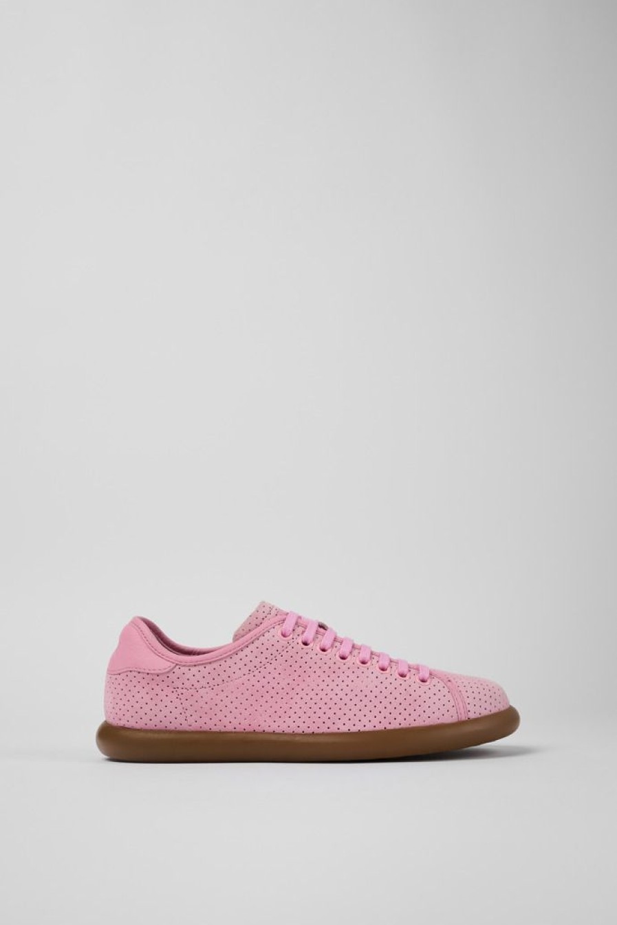 Camper Roze Nubuck/Leren Sneaker Voor Dames