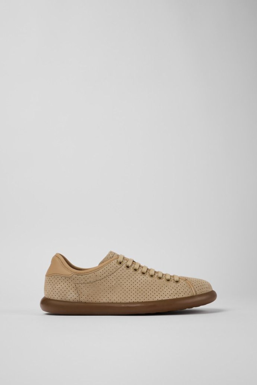 Camper Beige Nubuck/Leren Sneaker Voor Dames