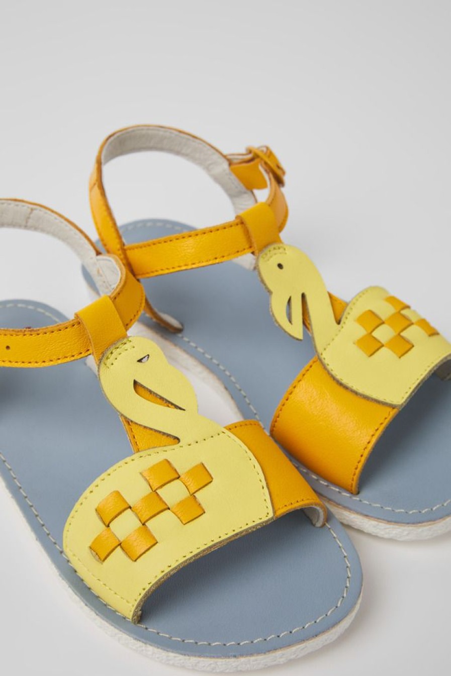 Camper Geel-Oranje Leren Kindersandalen