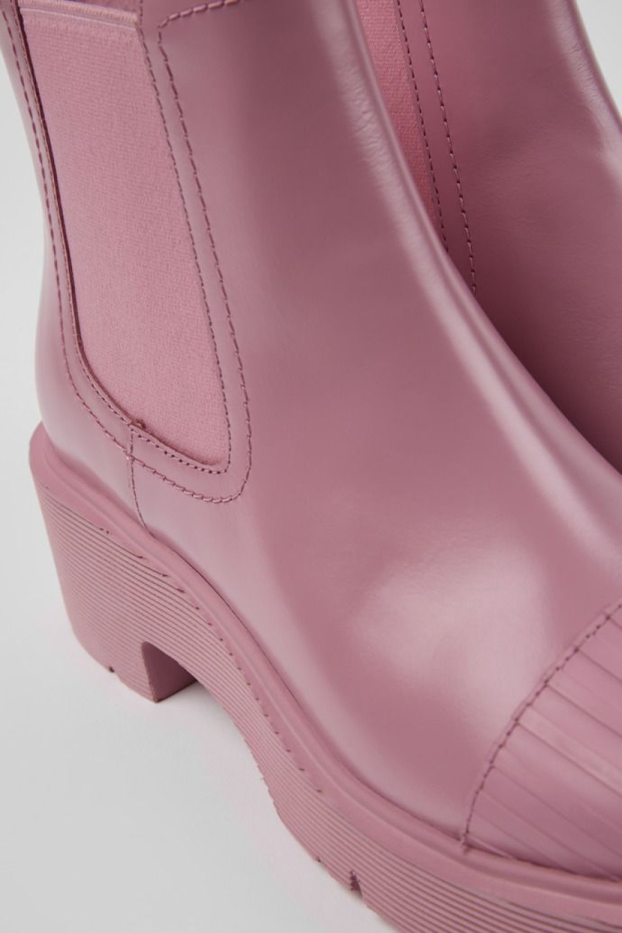 Camper Roze Leren Chelseaboots Voor Dames