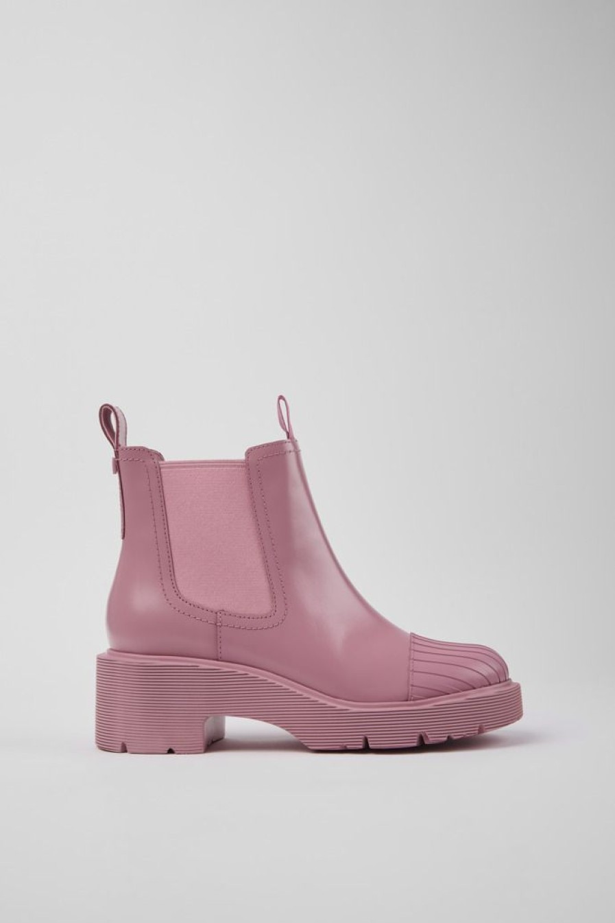 Camper Roze Leren Chelseaboots Voor Dames