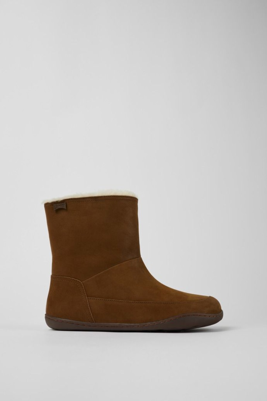 Camper Bruine Nubuck Enkellaarzen Voor Dames