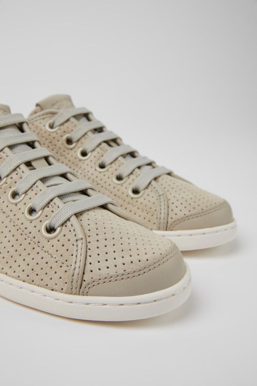 Camper Grijze Nubuck En Leer Damessneakers