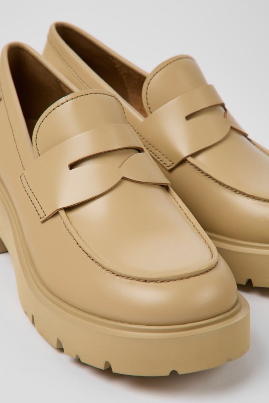 Camper Beige Leren Damesloafers