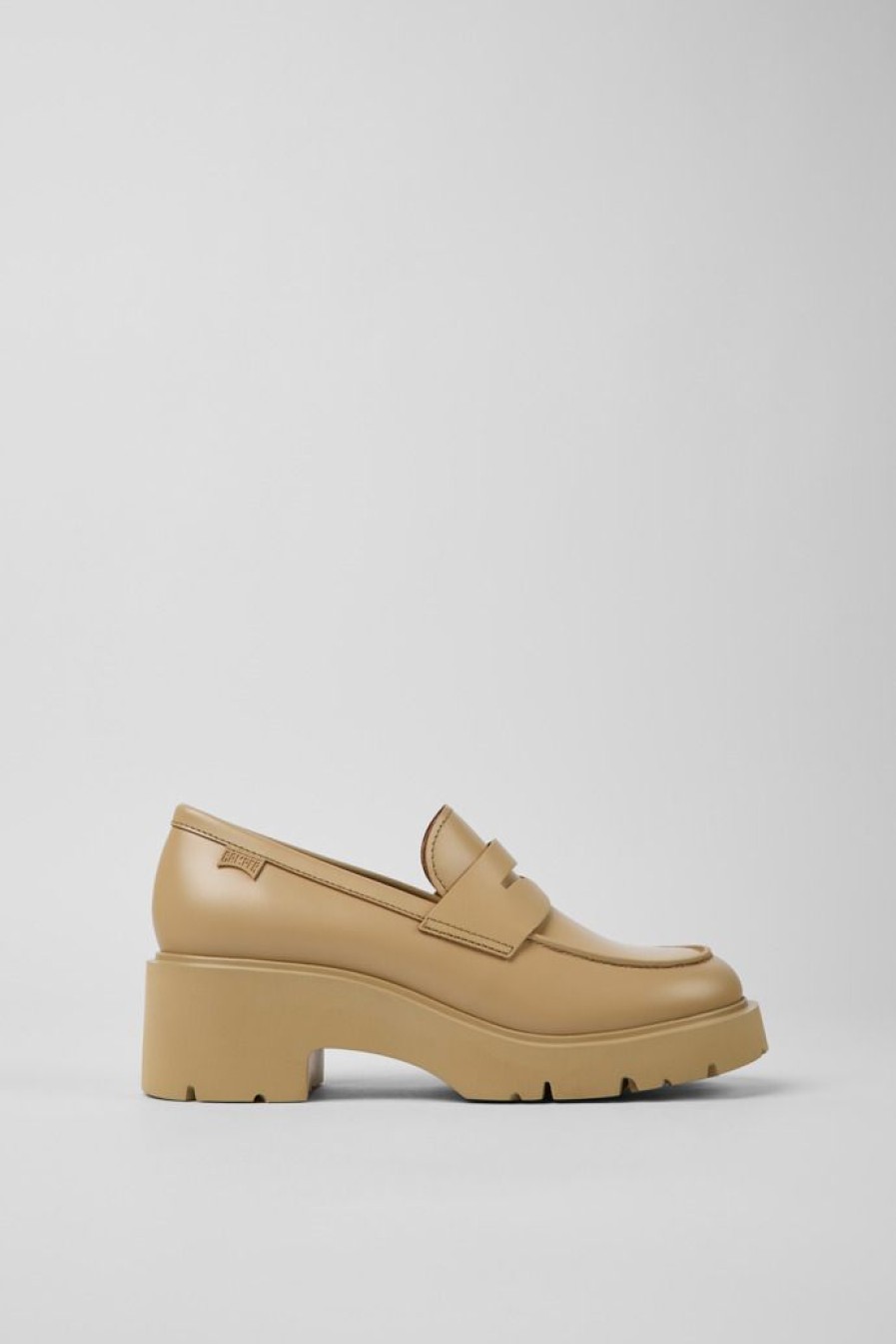 Camper Beige Leren Damesloafers