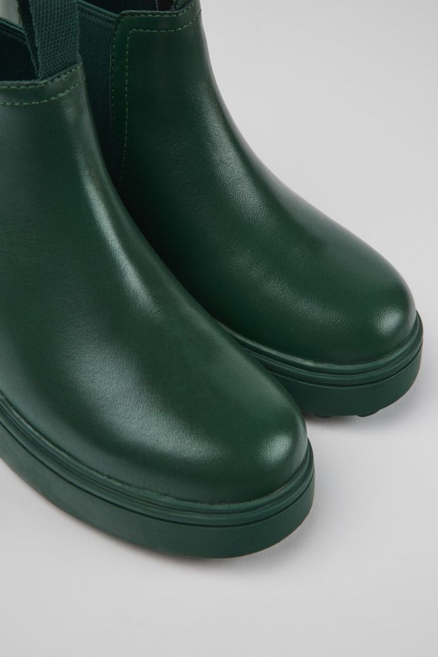 Camper Groene Leren Chelseaboots Voor Kinderen