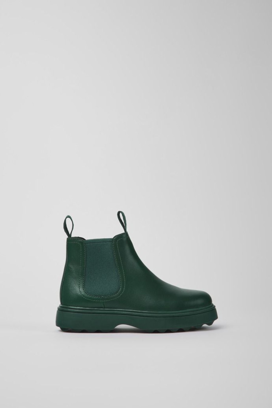 Camper Groene Leren Chelseaboots Voor Kinderen