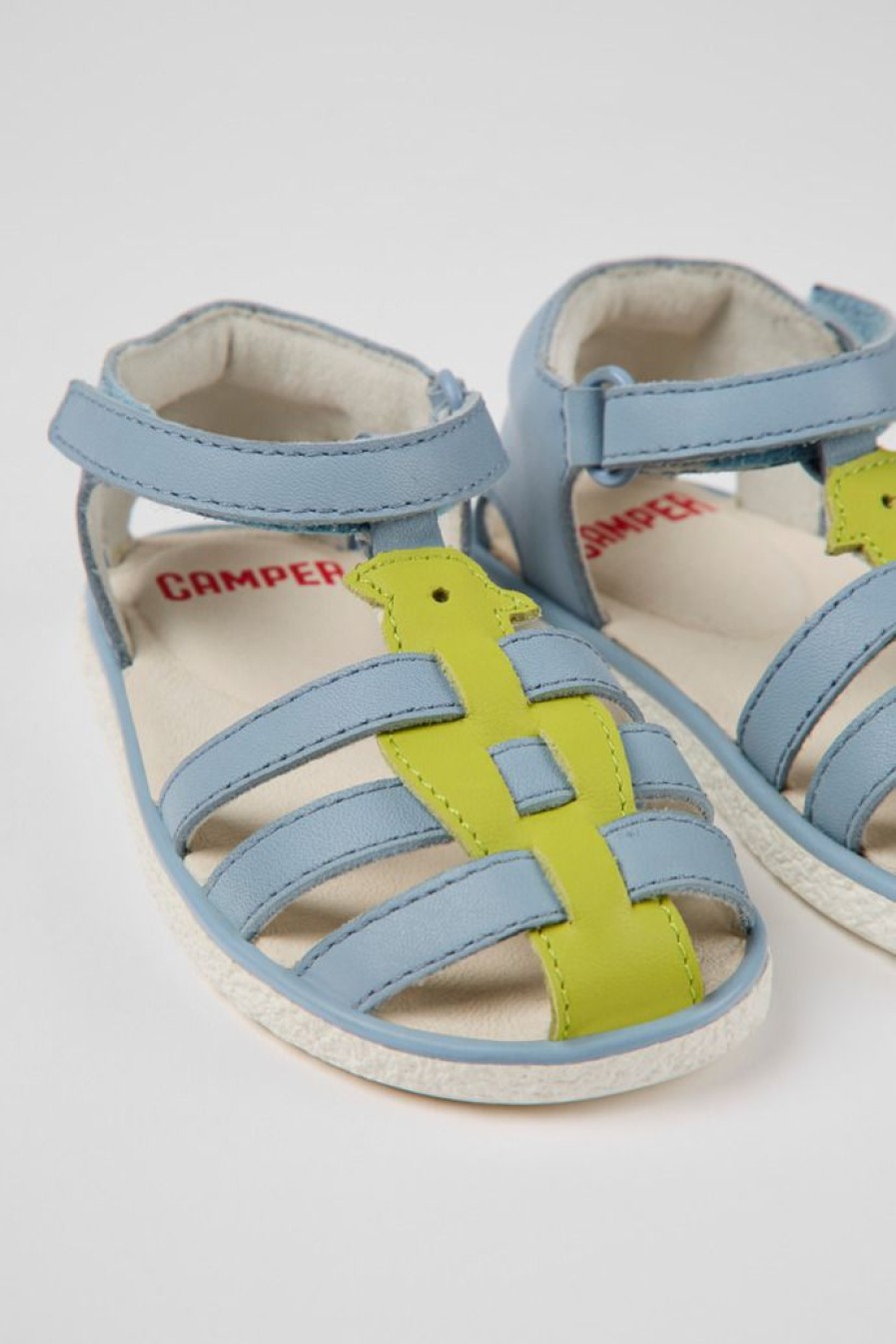 Camper Blauw-Groene Leren Kindersandalen