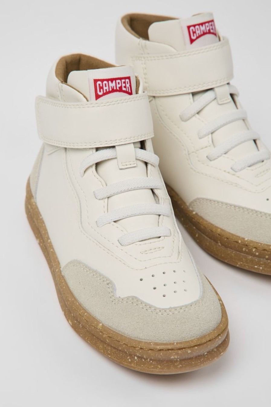 Camper Witte Leren En Nubuck Kinder-Enkelboots