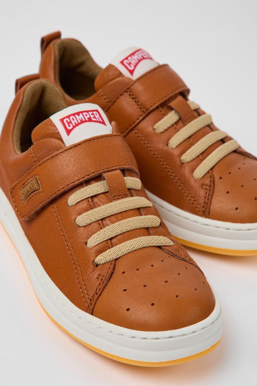 Camper Bruine Leren Kindersneakers