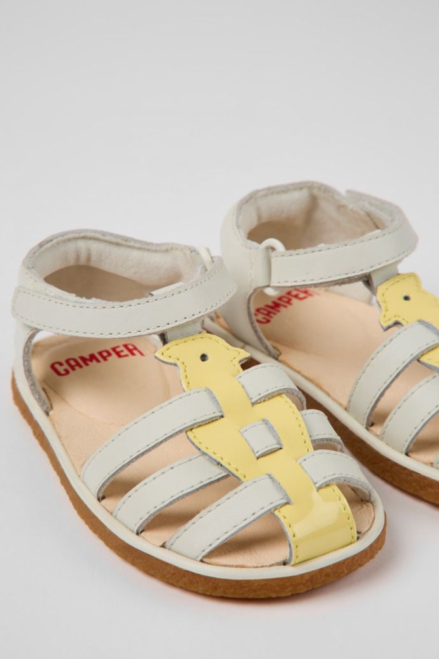 Camper Wit-Gele Leren Kindersandalen