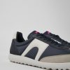 Camper Blauwe Stoffen En Leren Herensneakers