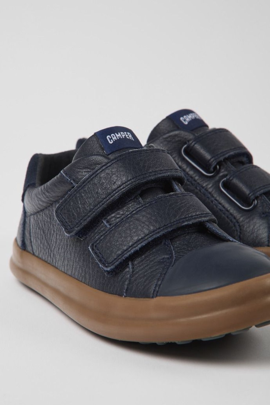 Camper Blauwe Leren En Nubuck Kindersneakers