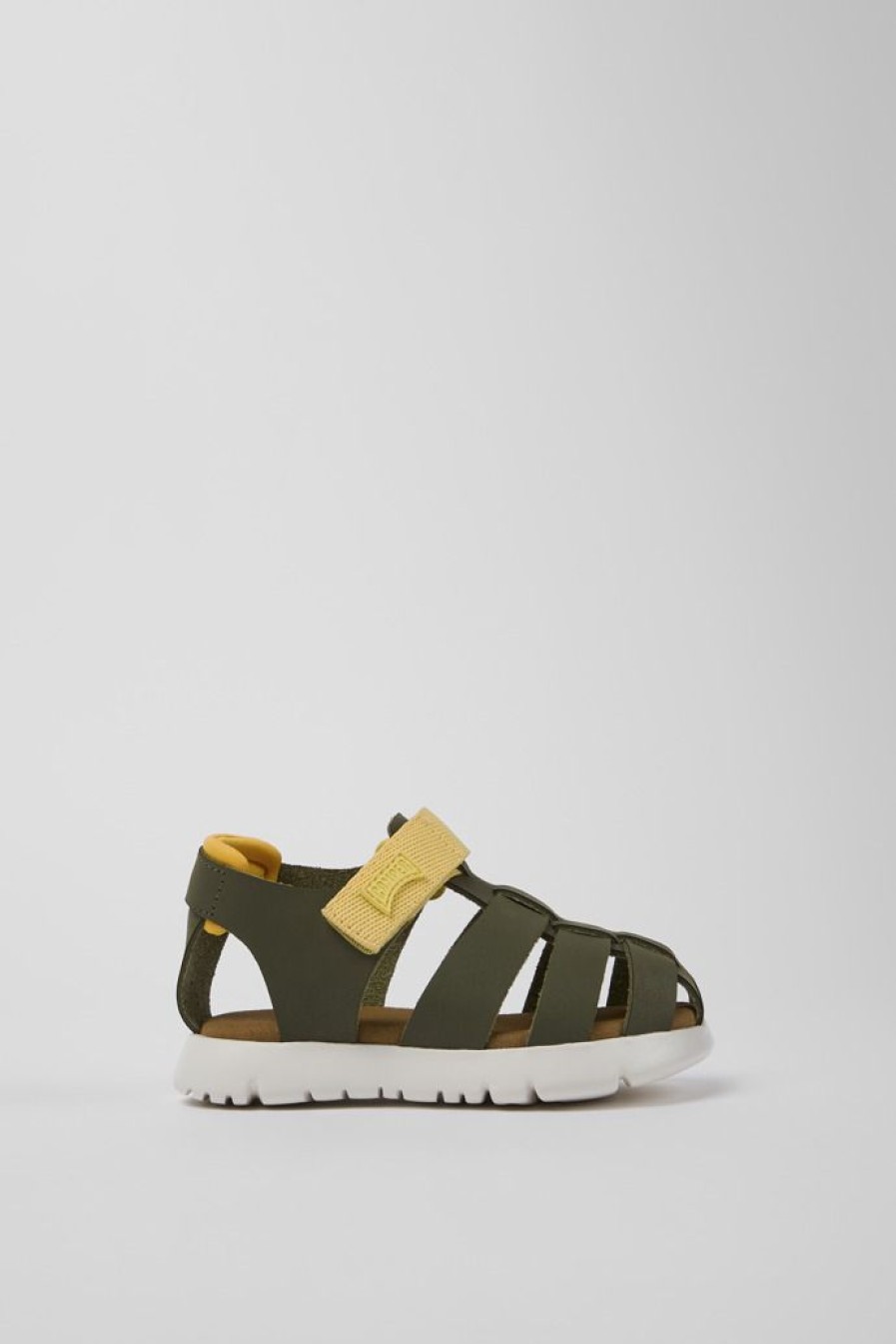 Camper Groene Kindersandalen Van Leer En Stof