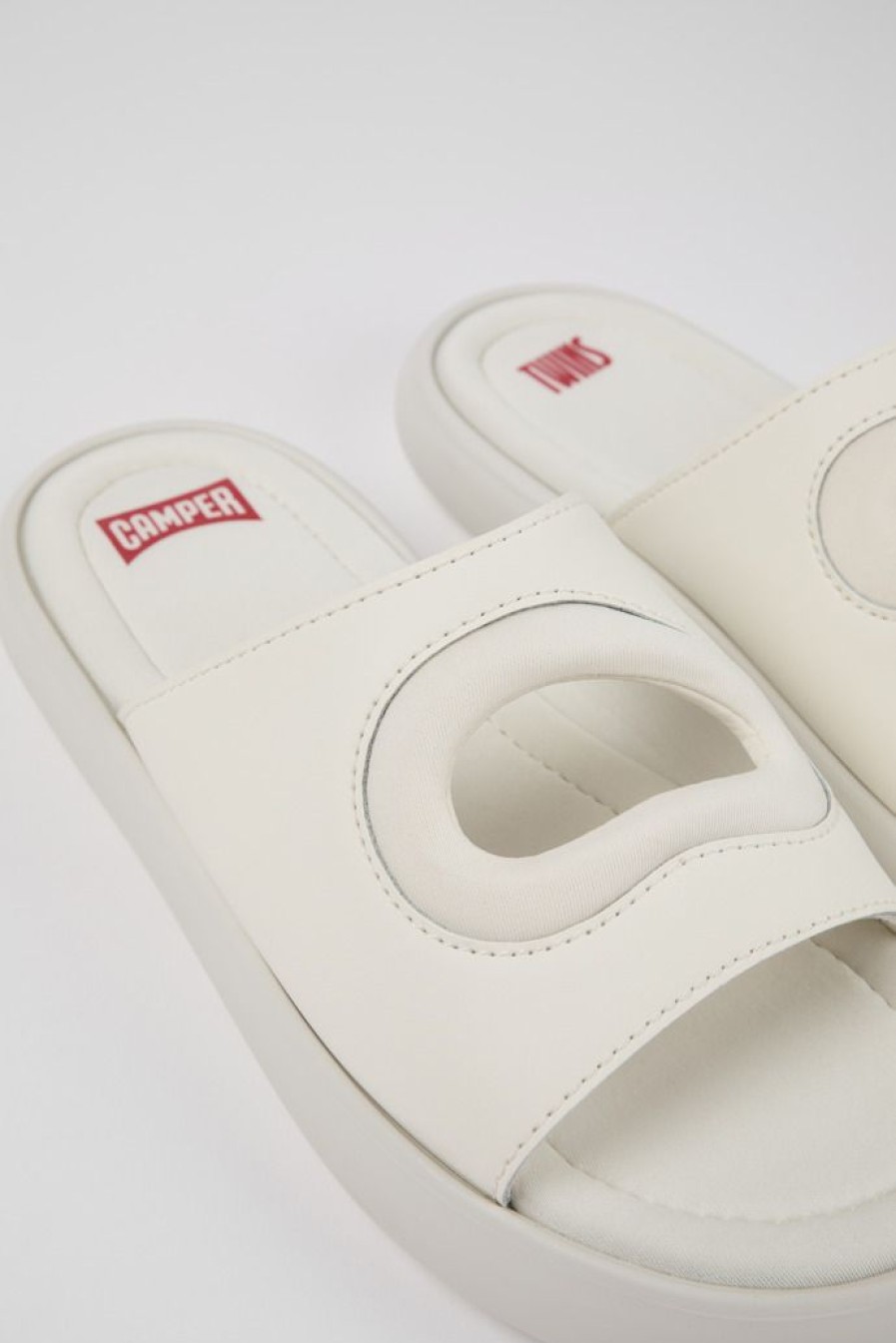 Camper Witte Slipper Van Leer/Textiel Voor Dames