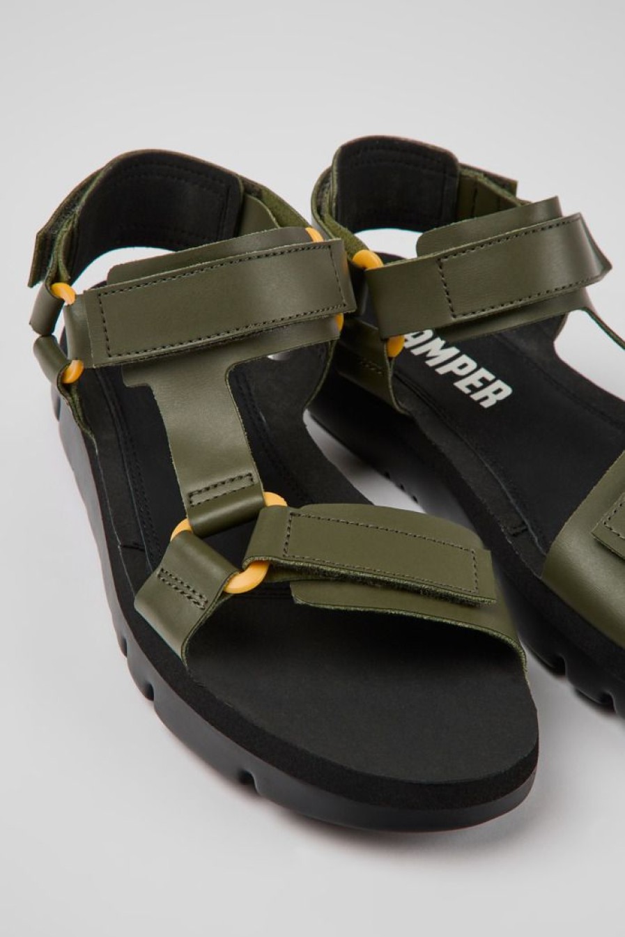 Camper Groene Leren Herensandalen