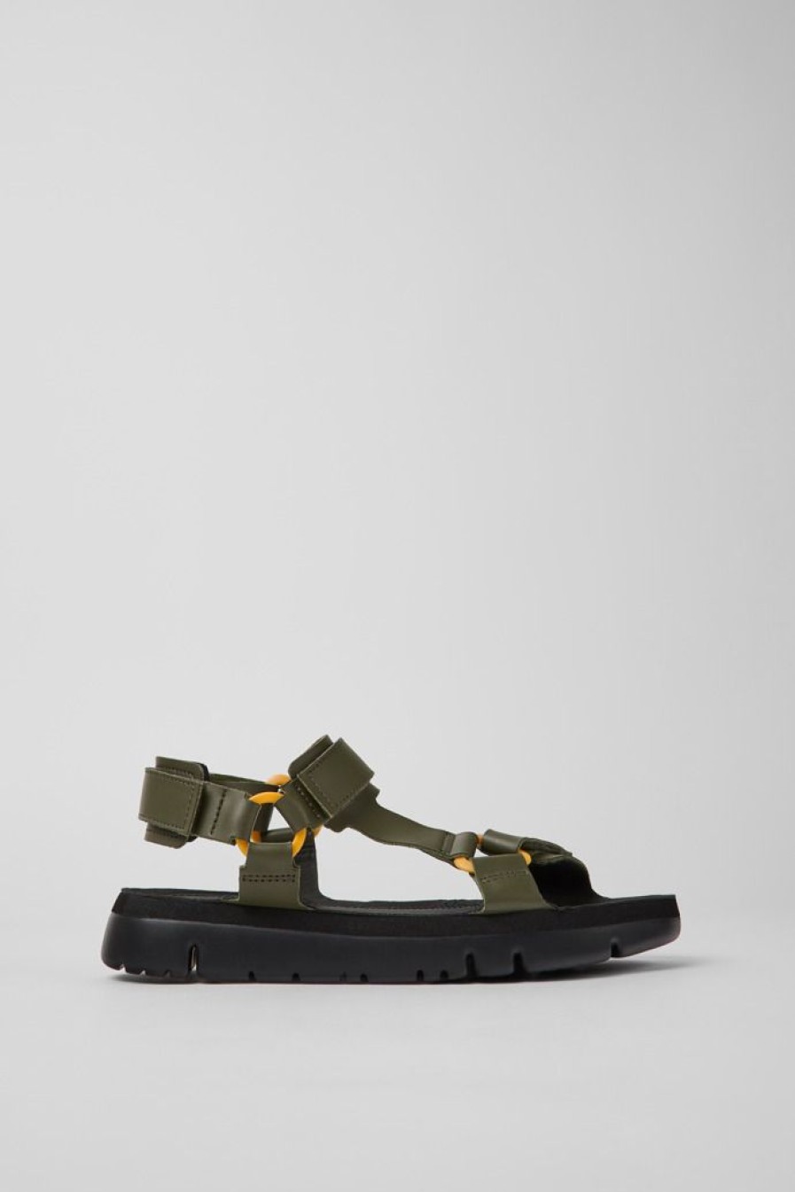 Camper Groene Leren Herensandalen