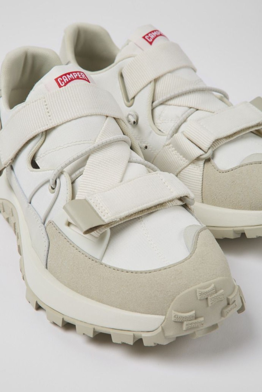 Camper Witte Stoffen En Nubuck Herensneakers