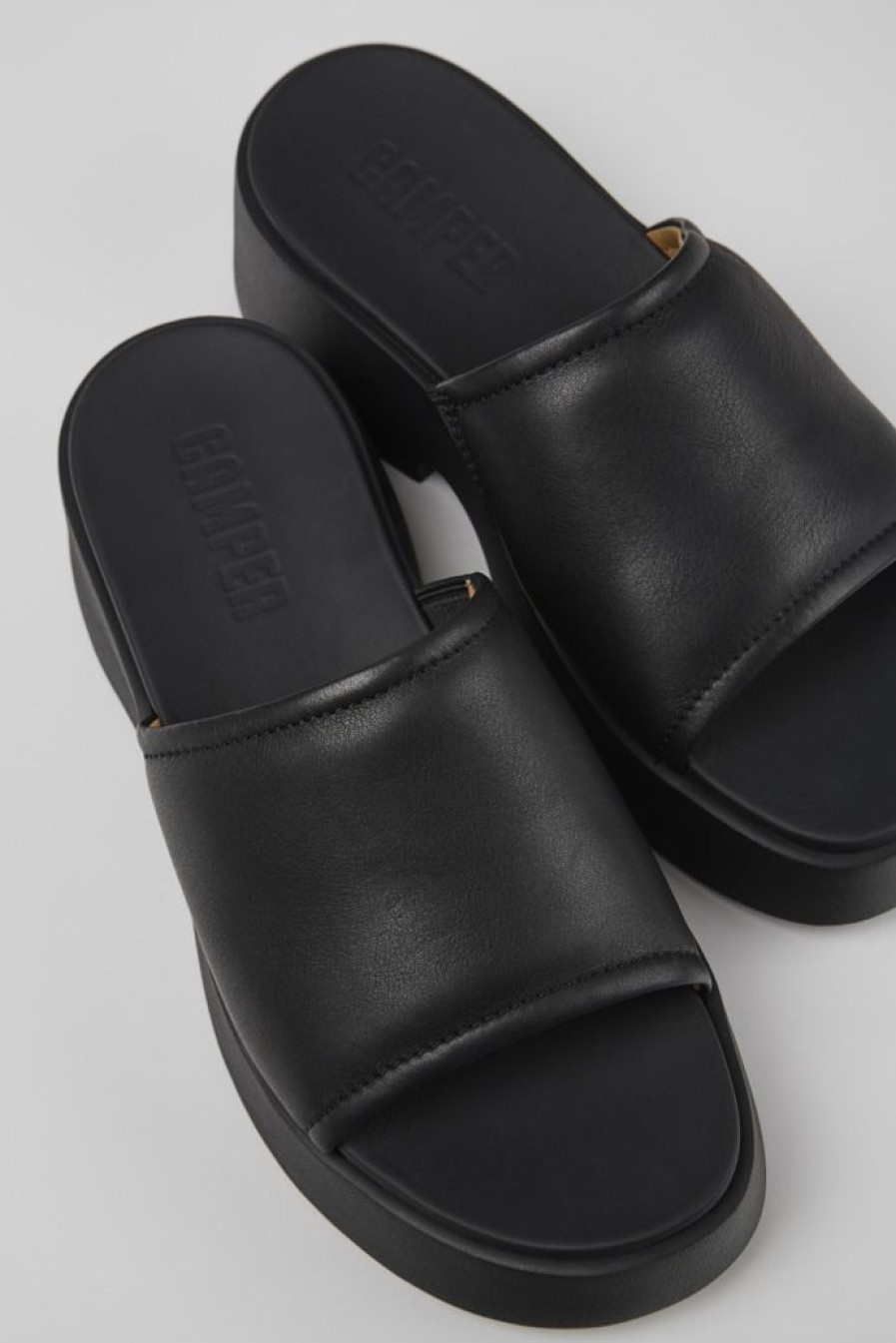 Camper Zwarte Leren Slipper Voor Dames