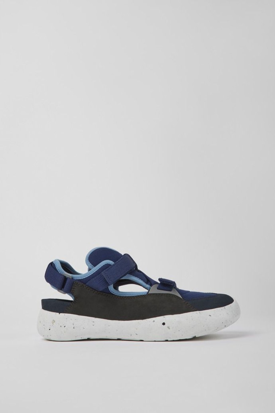 Camper Blauw-Grijs Leer En Stof, Halfopen Herensneakers