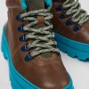 Camper Bruine Leren En Stoffen Kinder-Enkelboots