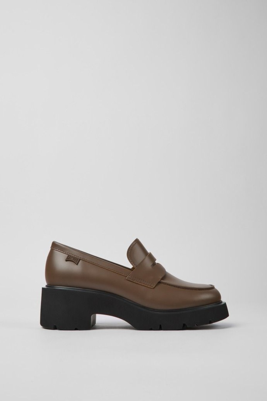 Camper Bruine Leren Damesloafers