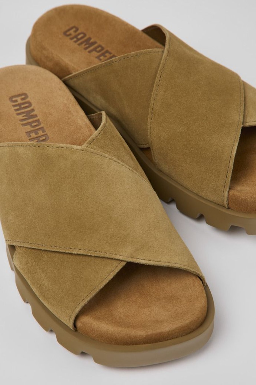 Camper Bruine Nubuck Damessandalen Met Gekruiste Bandjes