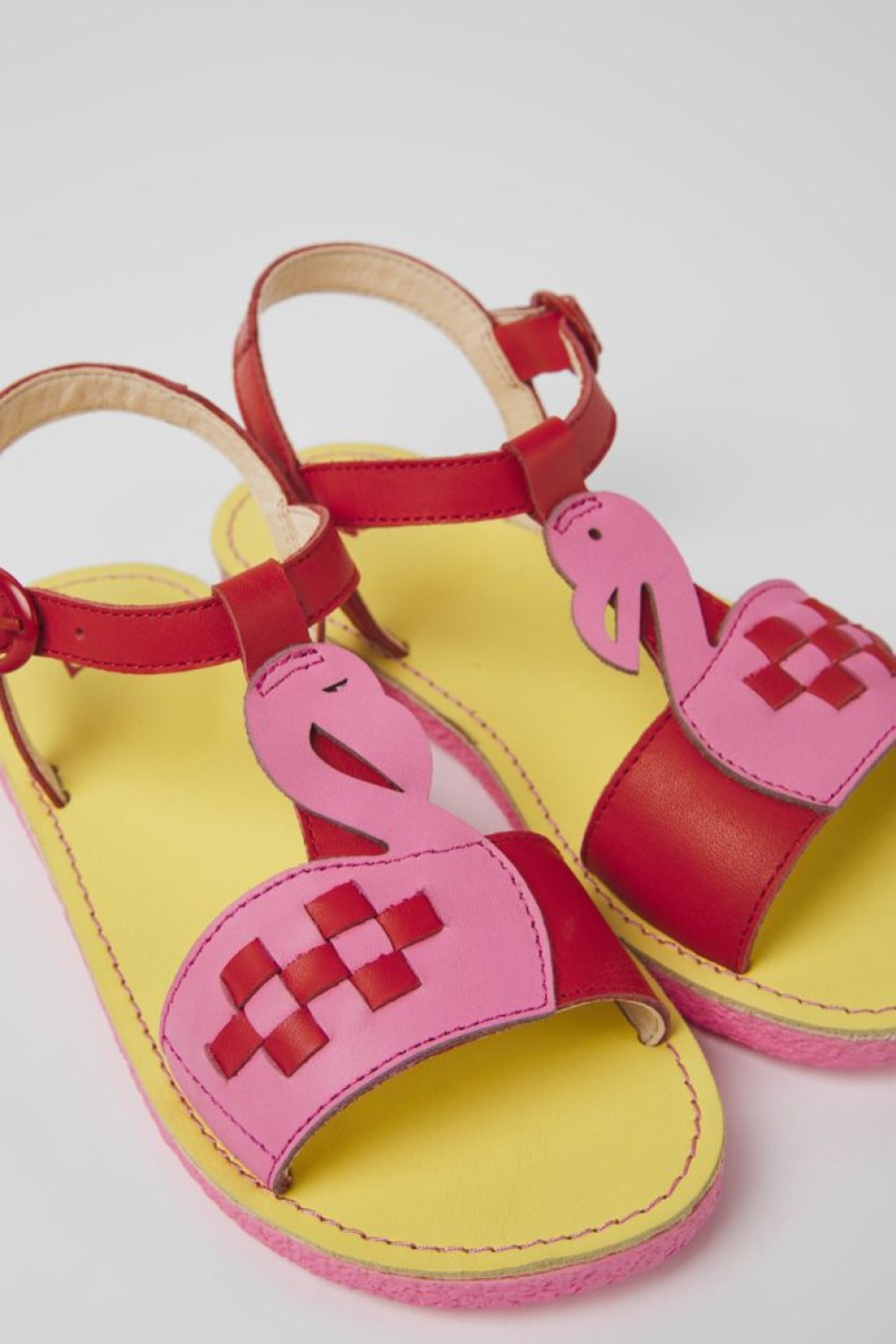 Camper Rood-Roze Leren Kindersandalen