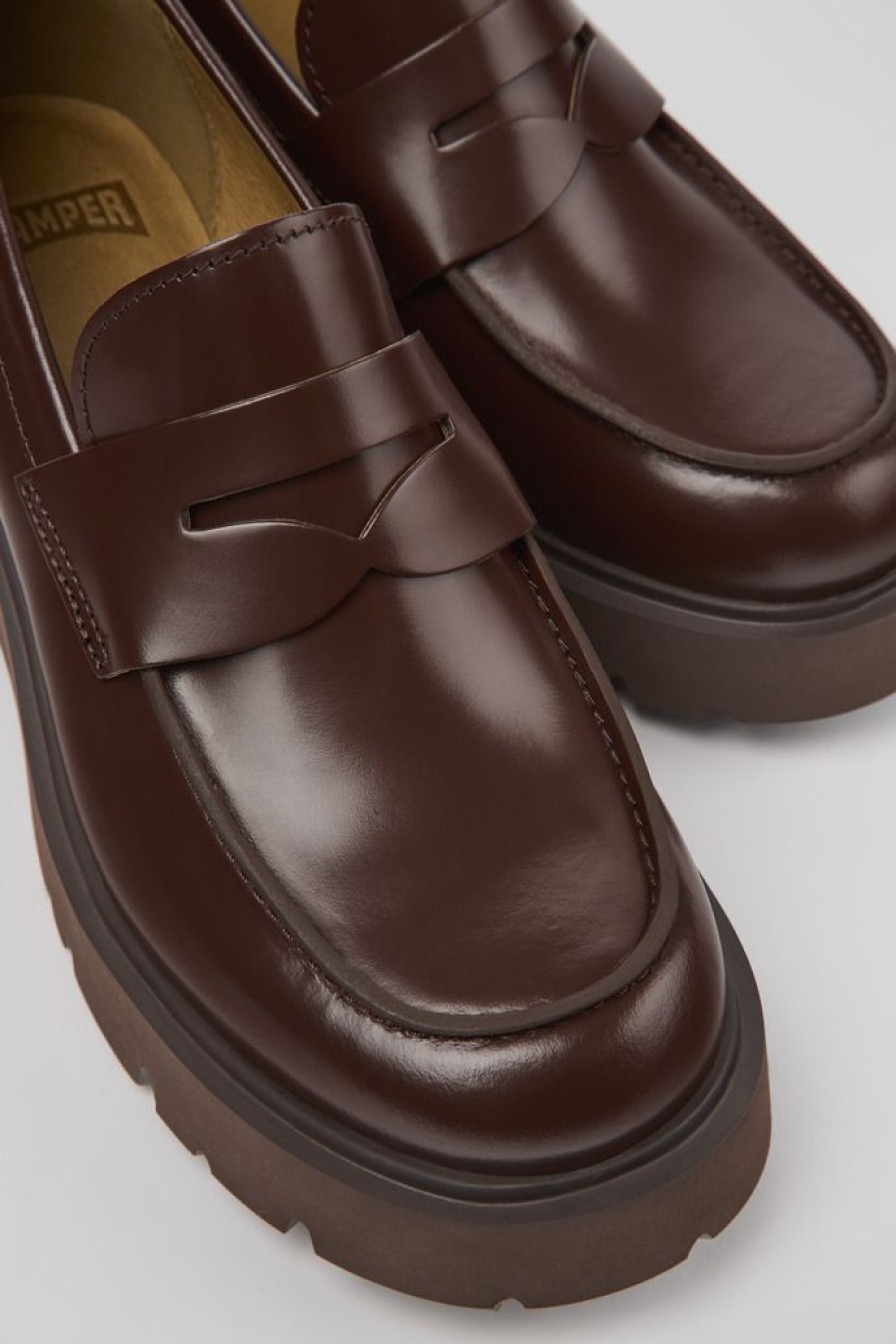 Camper Bordeaux Leren Damesloafers