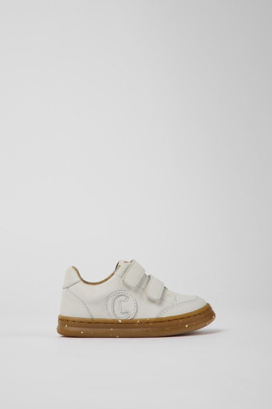 Camper Witte Kindersneakers Van Ongeverfd Leer